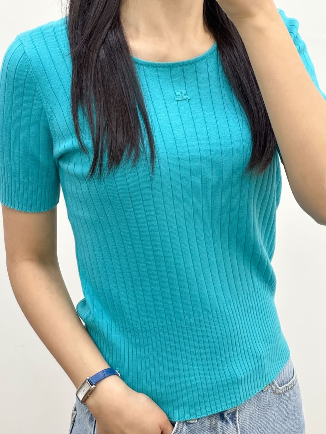 courreges / 꾸레쥬 터키 코튼 반팔 니트 탑 상품이미지9