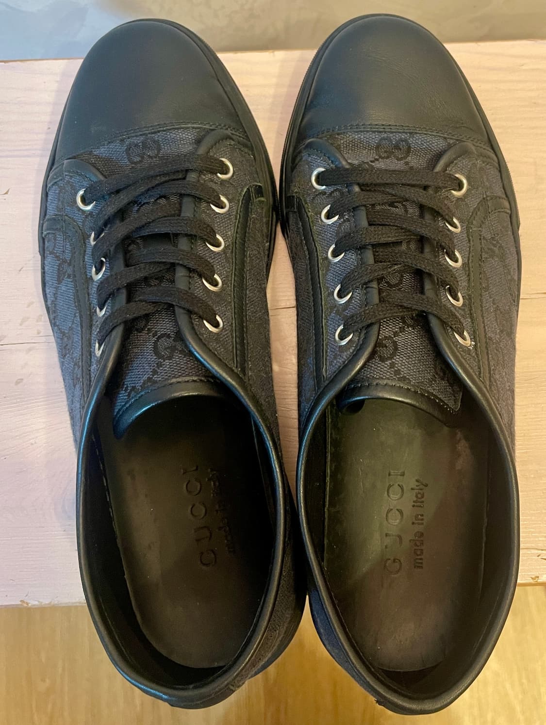 구찌 GUCCI/GG 캔버스 가죽 블랙 로우탑 스니커즈 7.5 상품이미지4