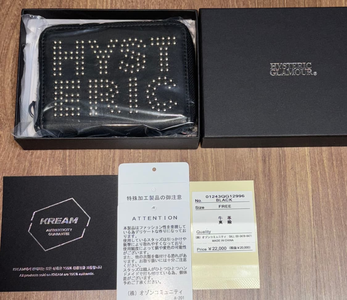 히스테릭 글래머 로고 스터드 라운드 집 미니 월렛 블랙 상품이미지4