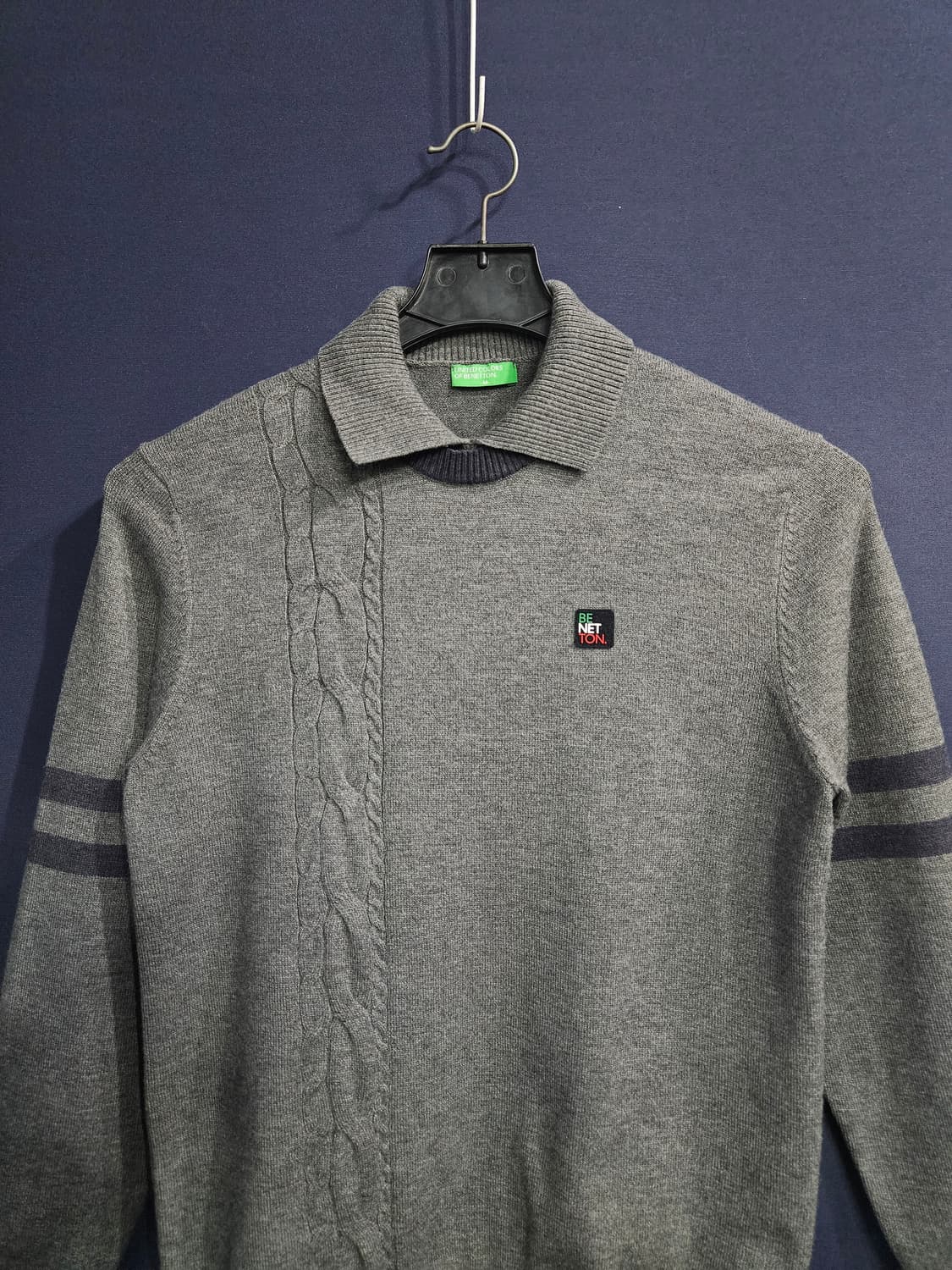 베네통 유나이티드 그레이컬러 남성 슬림핏 95 카라니트  상품이미지7