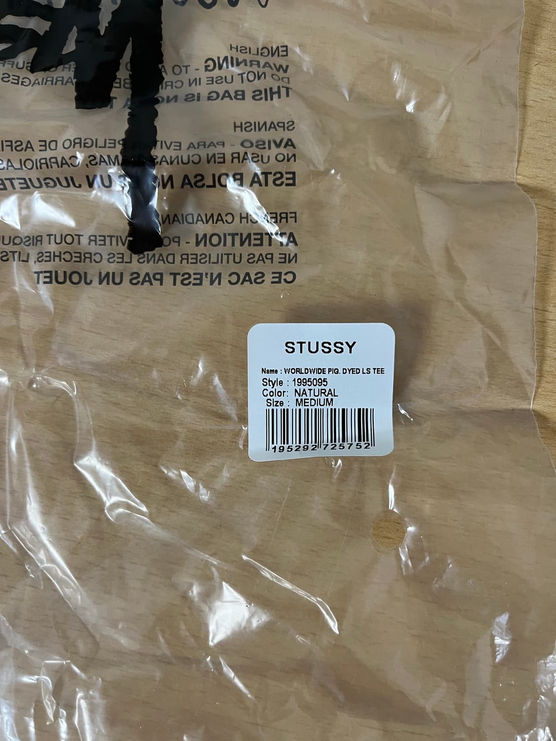 스투시 월드와이드 피그먼트 다이드 롱슬리브 티셔츠 내추럴 상품이미지5