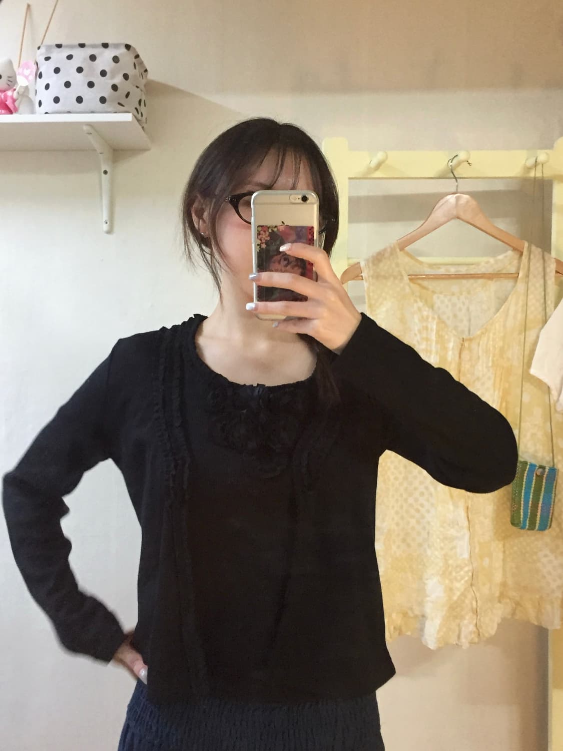 courreges 블랙 코사지 반팔&가디건 set 상품이미지9