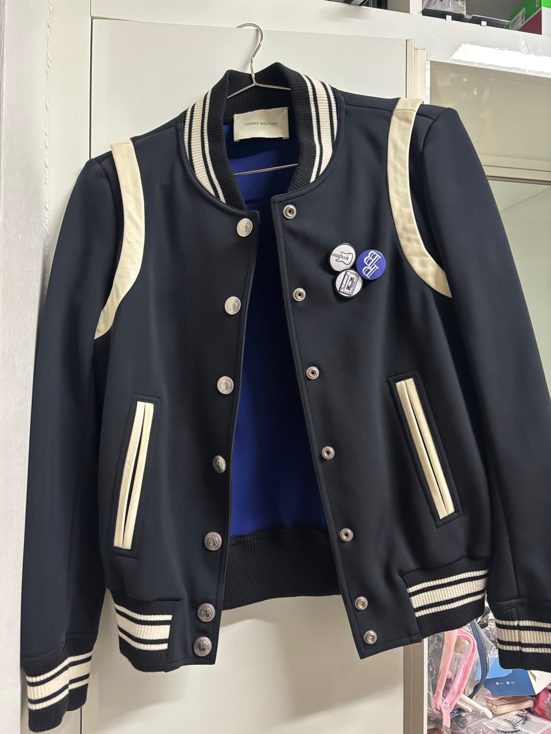 피에르 발망 네오프렌 스타디움 바시티 자켓 네이비 상품이미지1