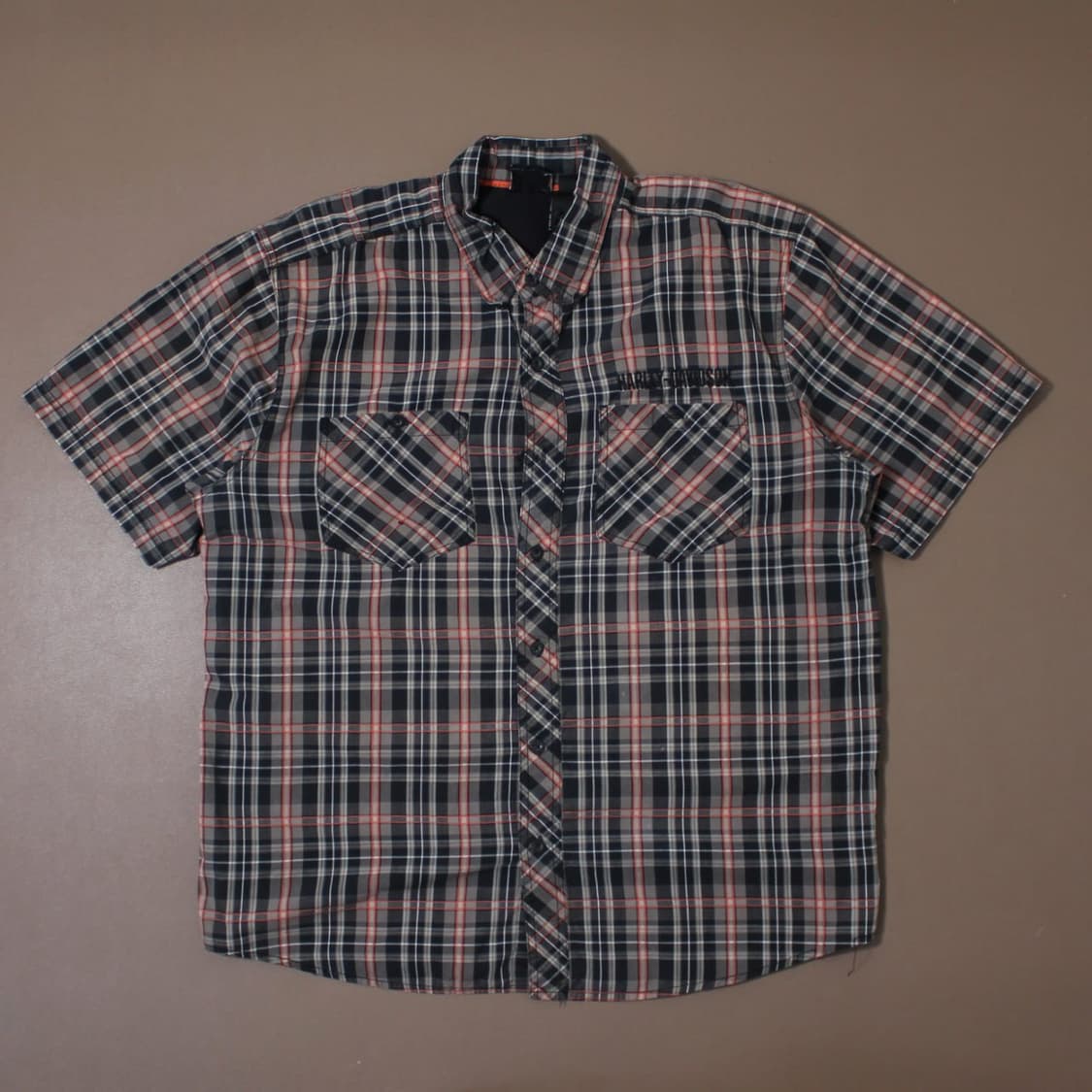 Harley-Davidson 체크 해골 반팔 셔츠 상품이미지1