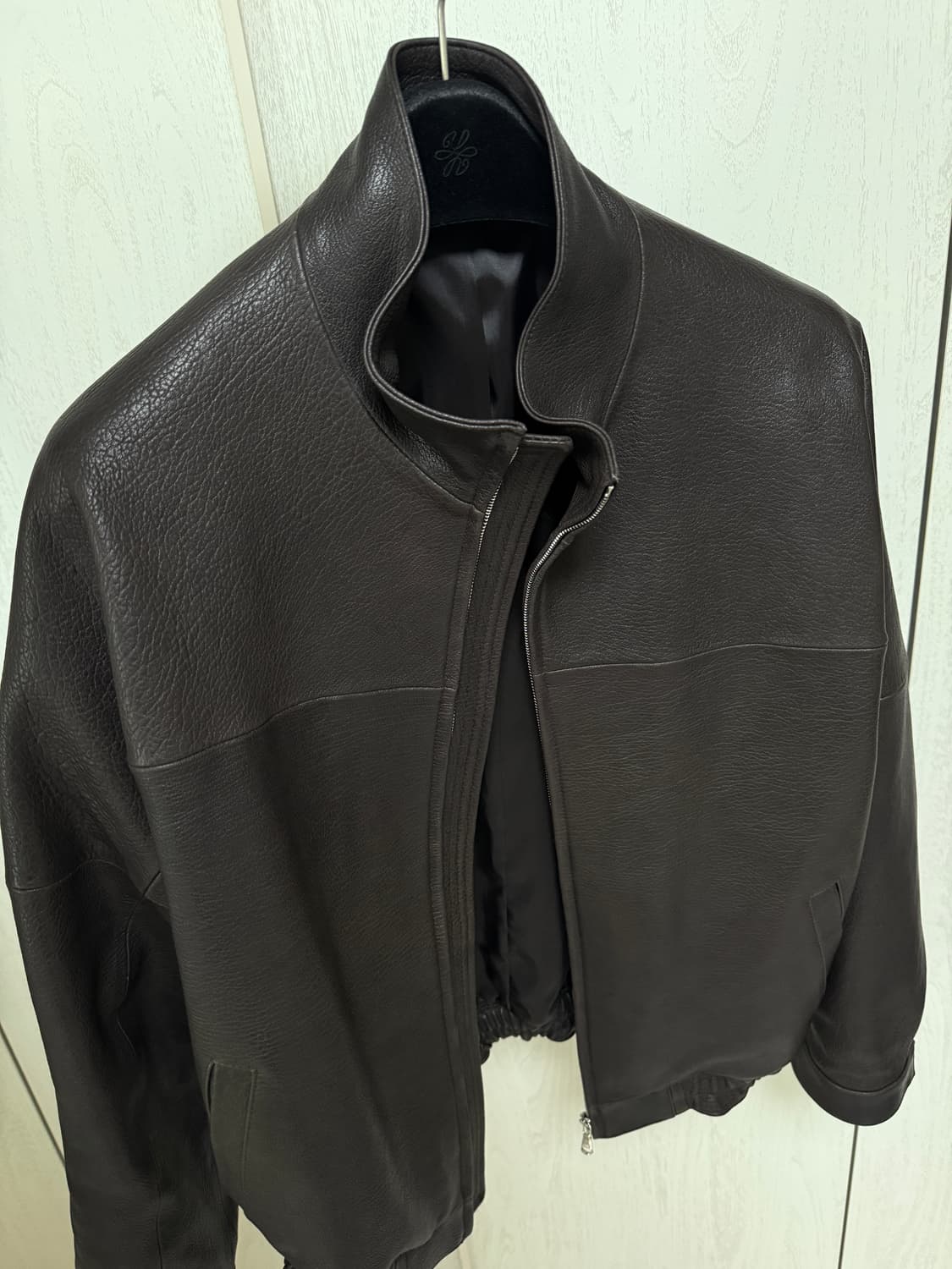 [S] 유스/ 하이넥 레더 블루종 상품이미지1