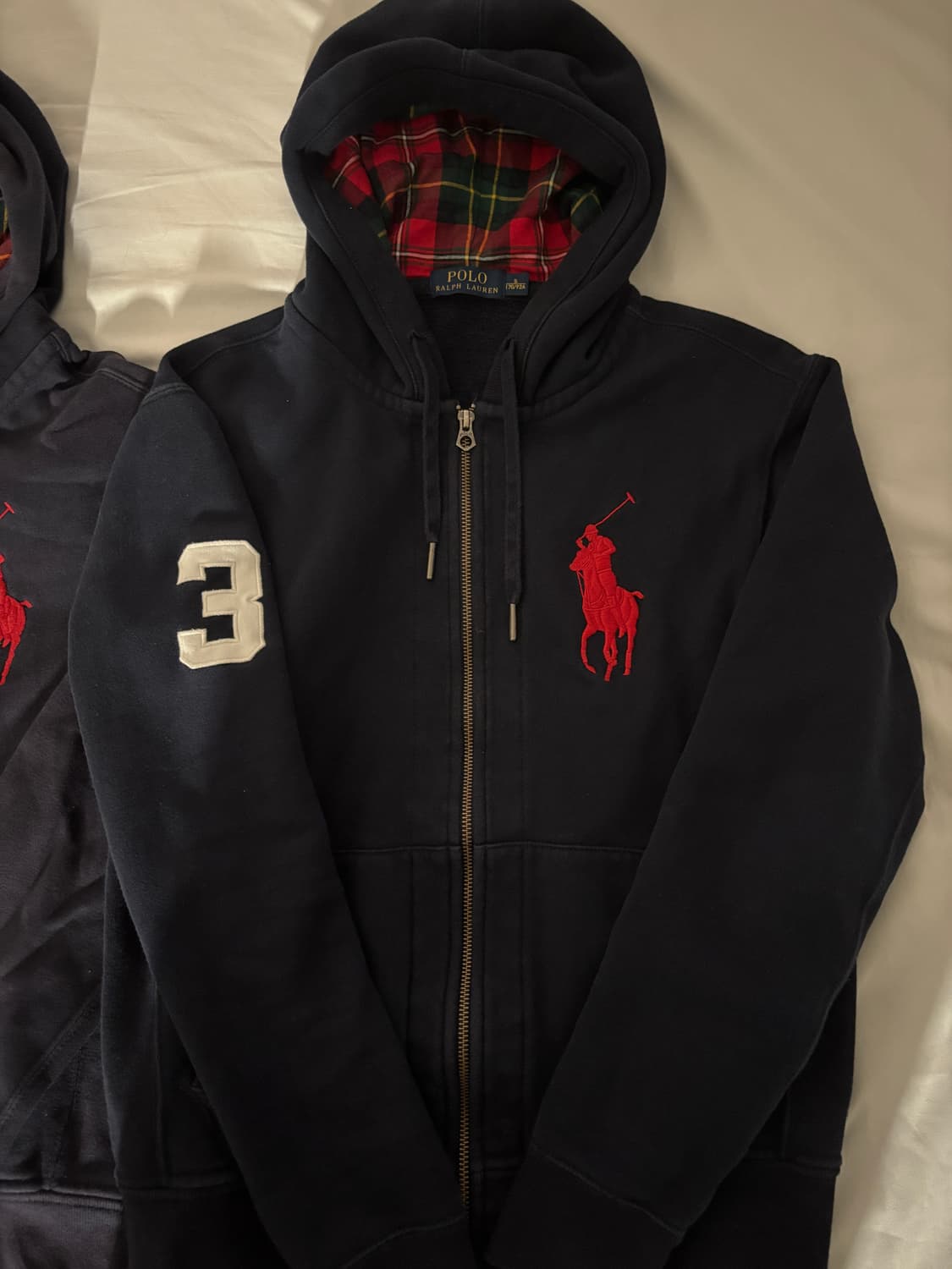 폴로 빅포니 네이비 체크 후드집업 s 상품이미지1