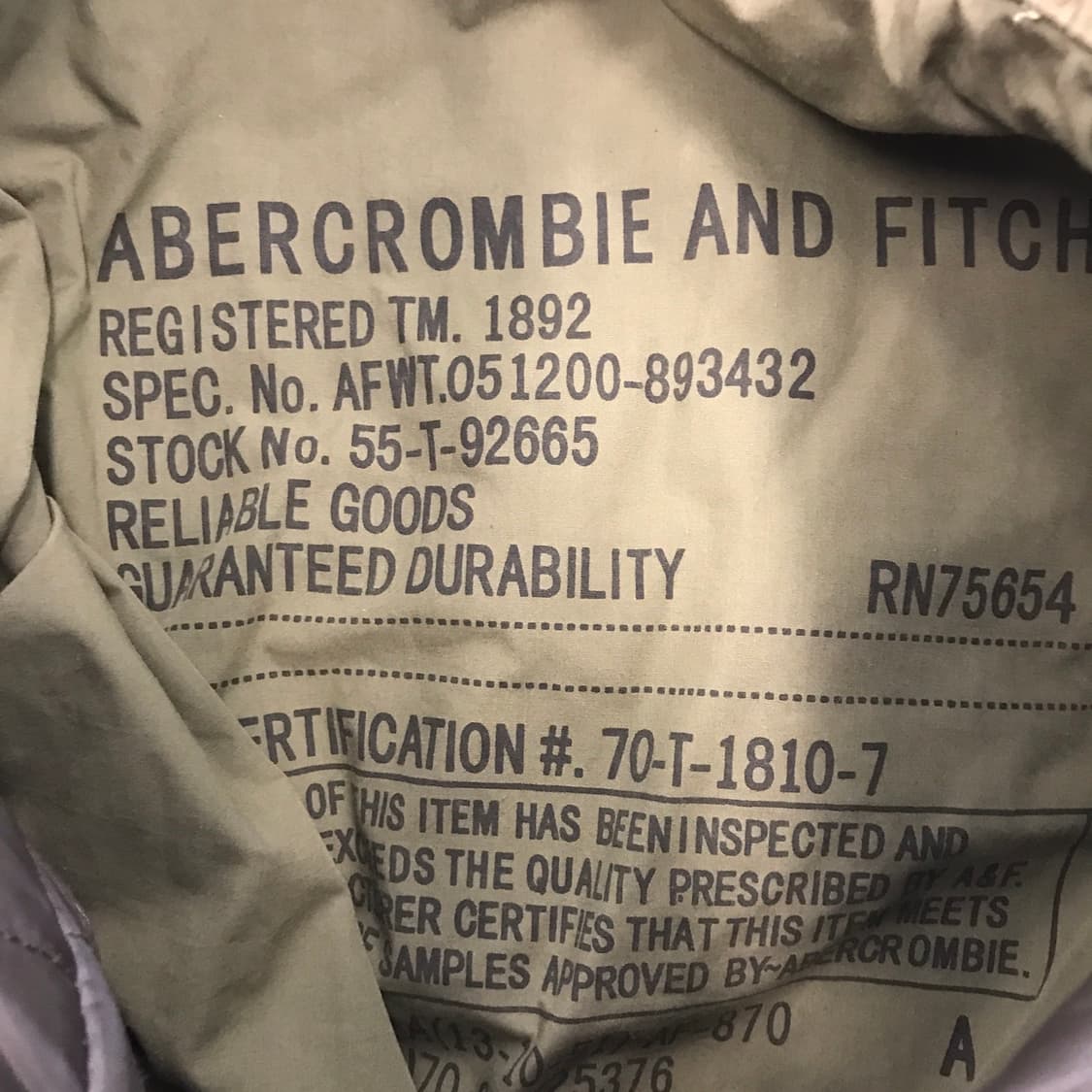 아베크롬비 m65 오리지널 야상 내피풀세트 [국내105] 상품이미지7