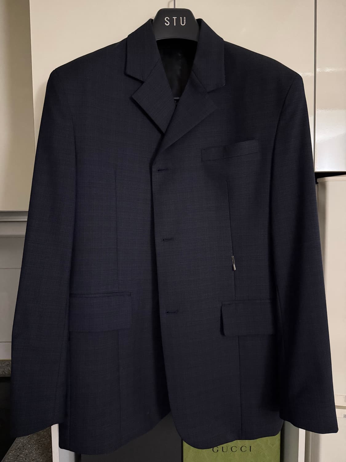 [M] STU 3버튼 블레이저 네이비 체크 상품이미지5