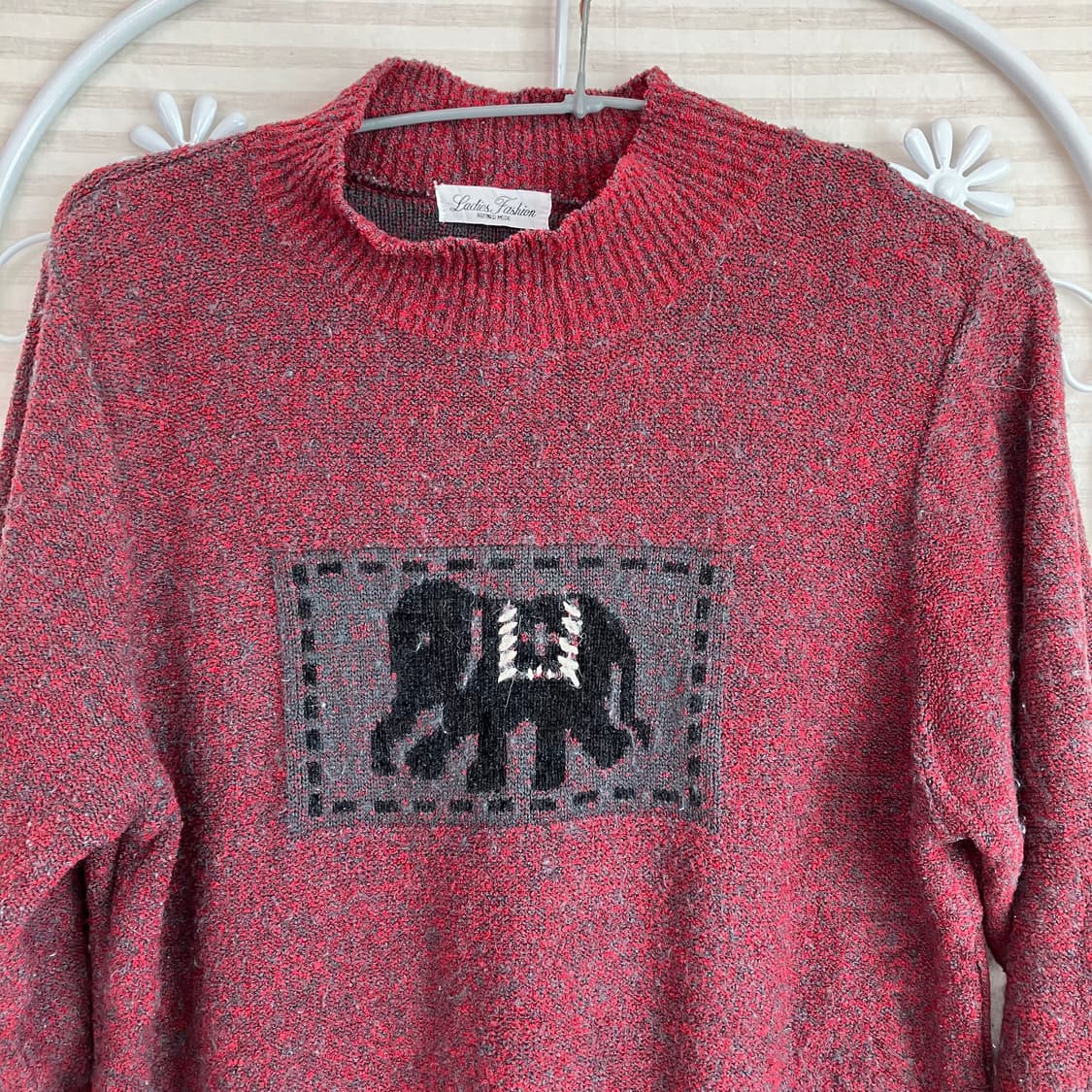 빈티지 레드 엘리펀트 폴라니트 y2k 스트릿 갸루 펑키 일본빈티지654  상품이미지3