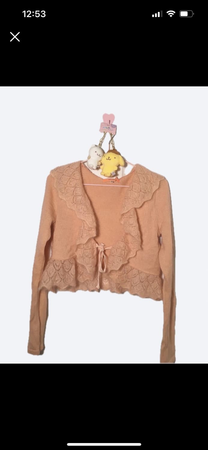 빈티지 코랄 리본 레이스 가디건 상품이미지1