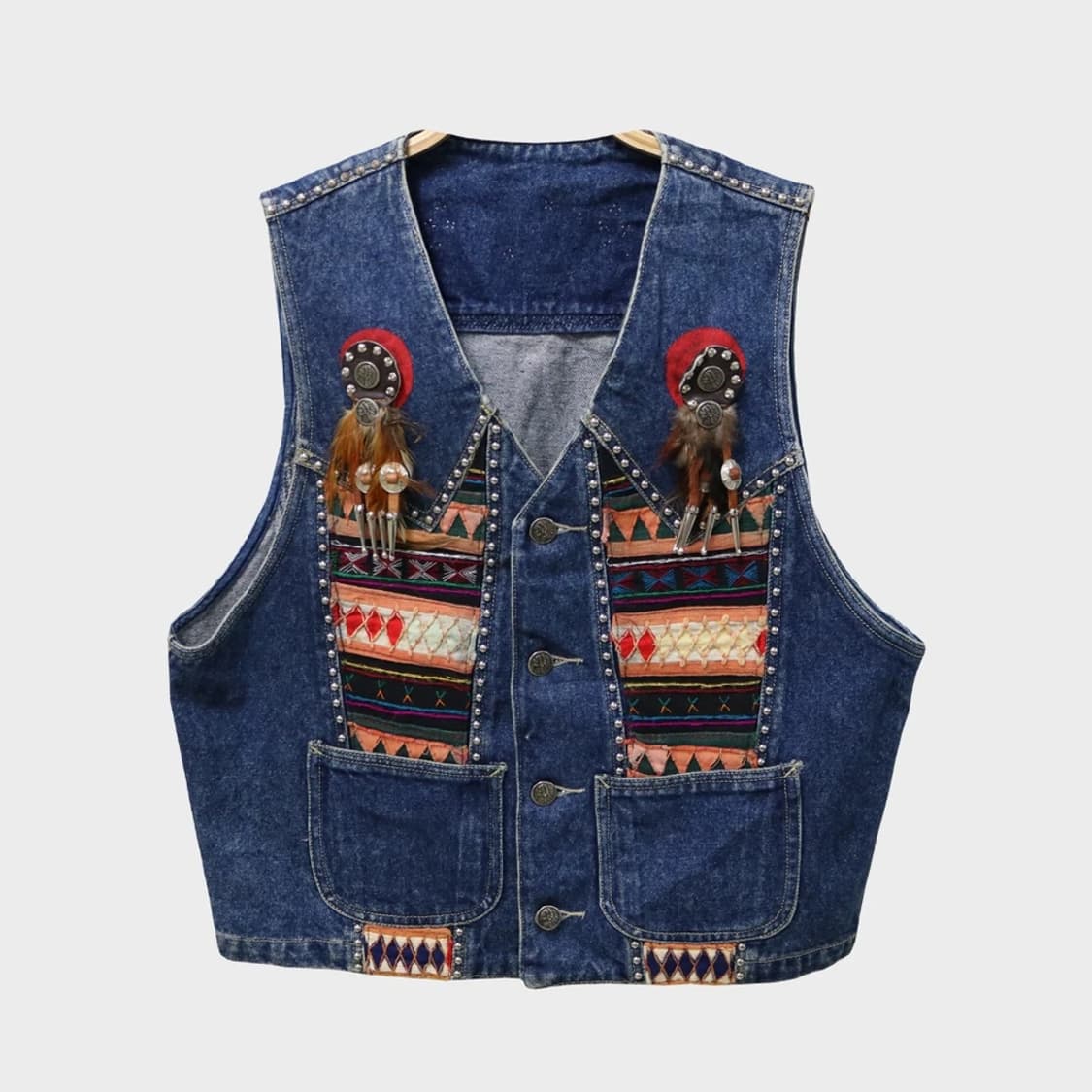 VINTAGE ETHNIC DENIM VEST 70925 상품이미지1