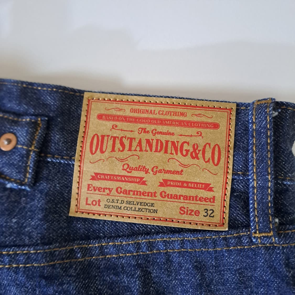 (택포) 아웃스탠딩 30S CINCH 백 셀비지 와이드팬츠 32 B234 상품이미지7