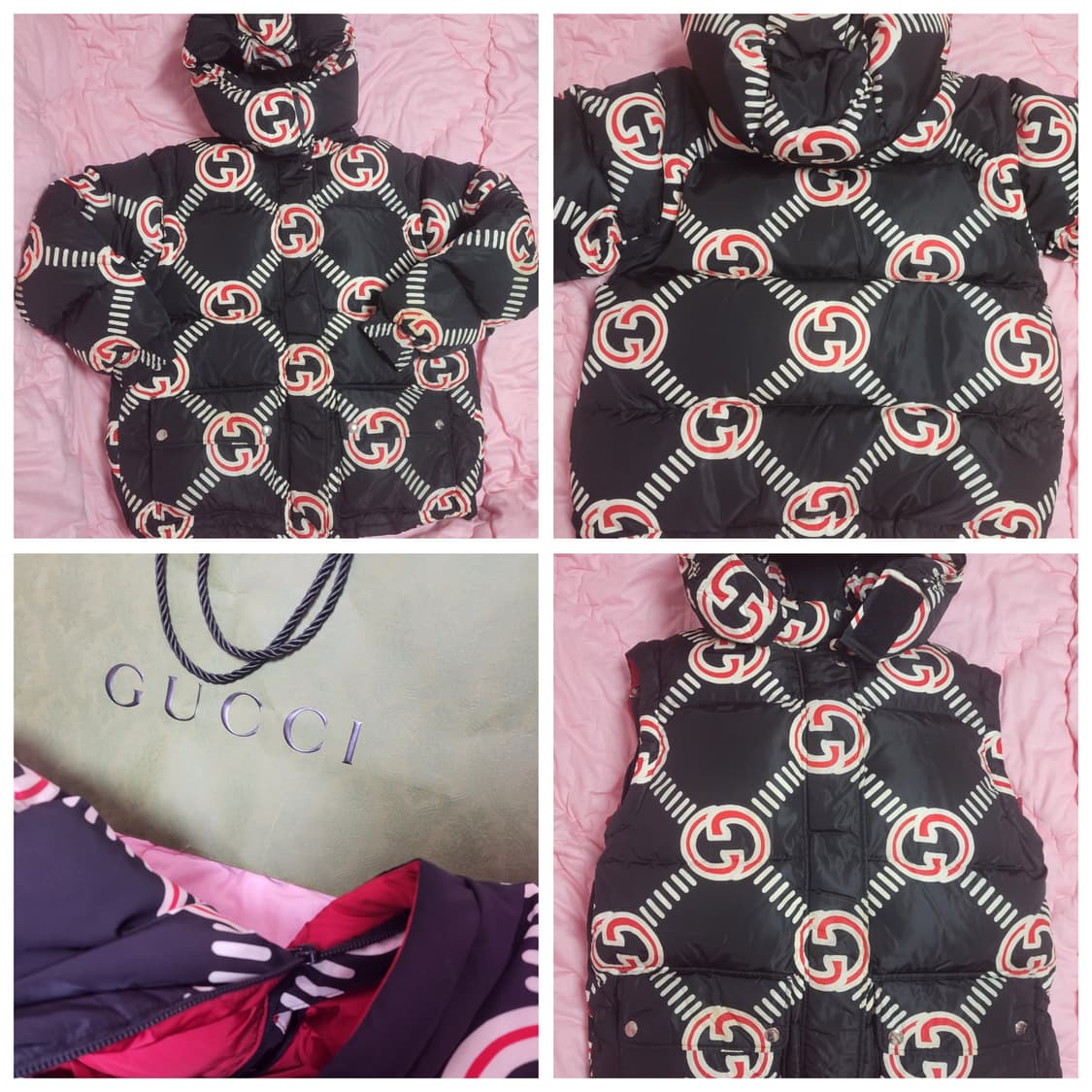 정품)급처상태양호!구찌 100주년기념한정판 익스클루시브G로고 블랙 패딩 상품이미지3