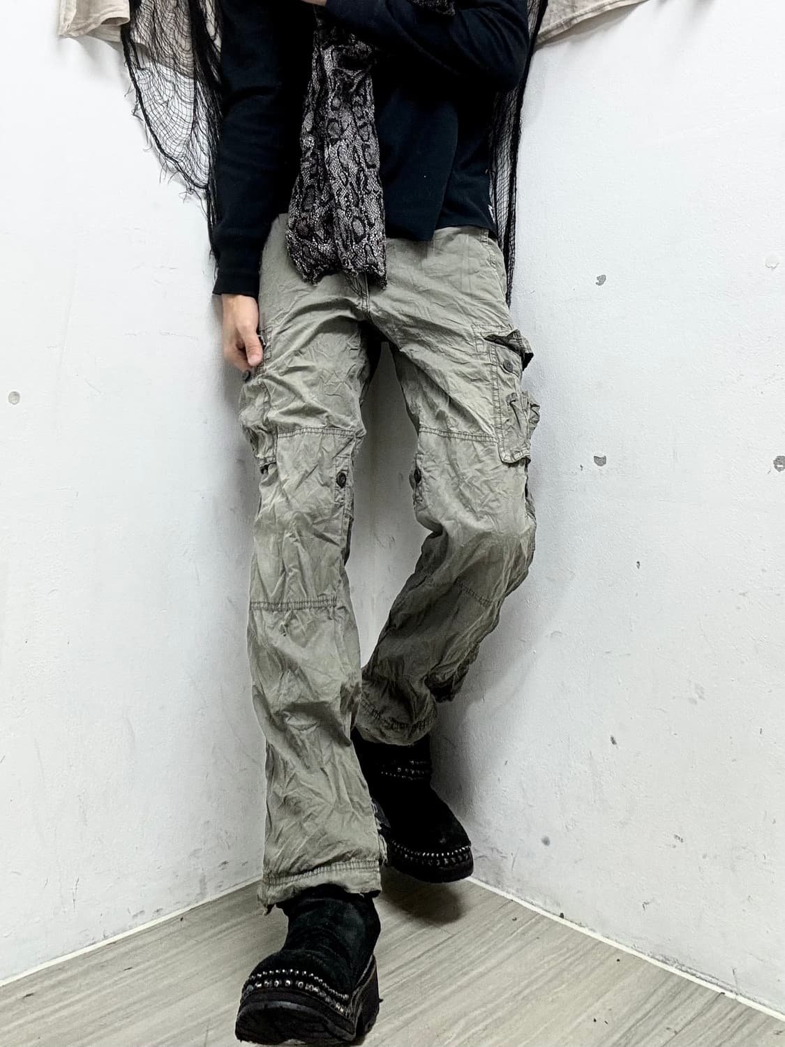 Grunge Mood Khaki Cargo Pants 상품이미지2