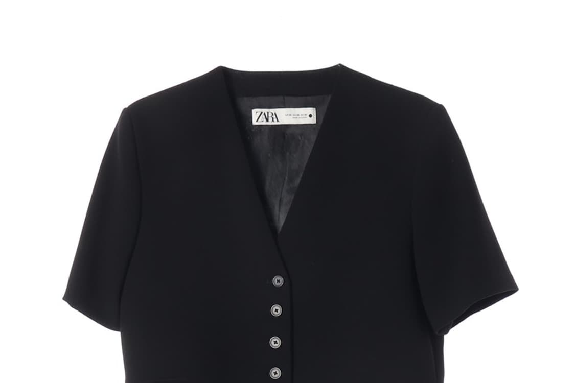 ZARA 블랙 브이넥 크롭 반팔 블레이저 XS 상품이미지3