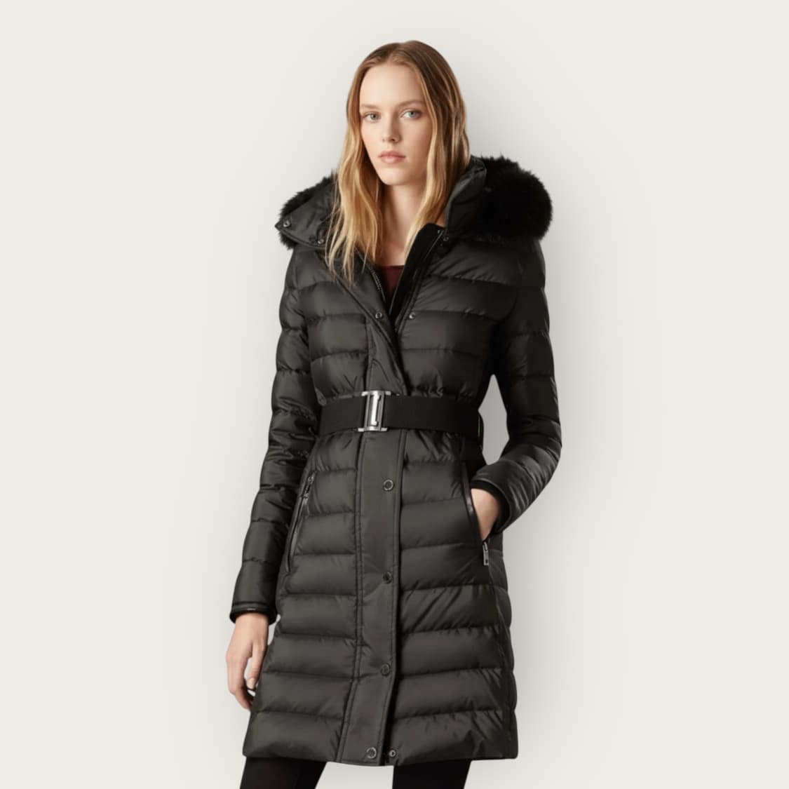 UK6/ 버버리 아비데일 다운 벨티드 롱패딩 상품이미지1