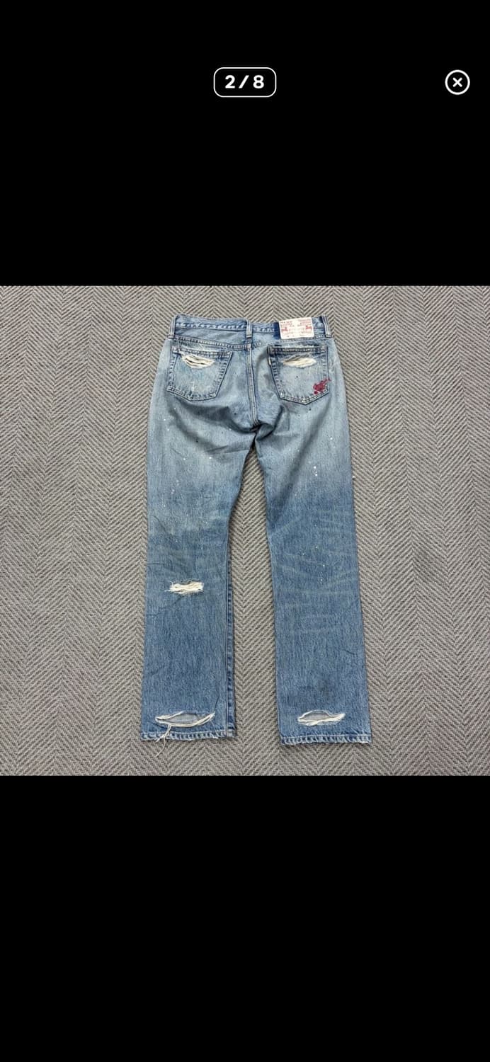 빈티지 디스트로이드 페인트 데님팬츠 상품이미지2