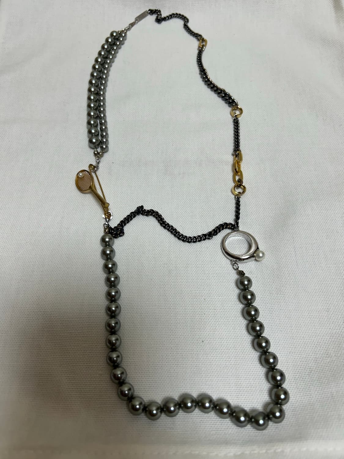 에스실 진주+테니스 브로치 목걸이 상품이미지1