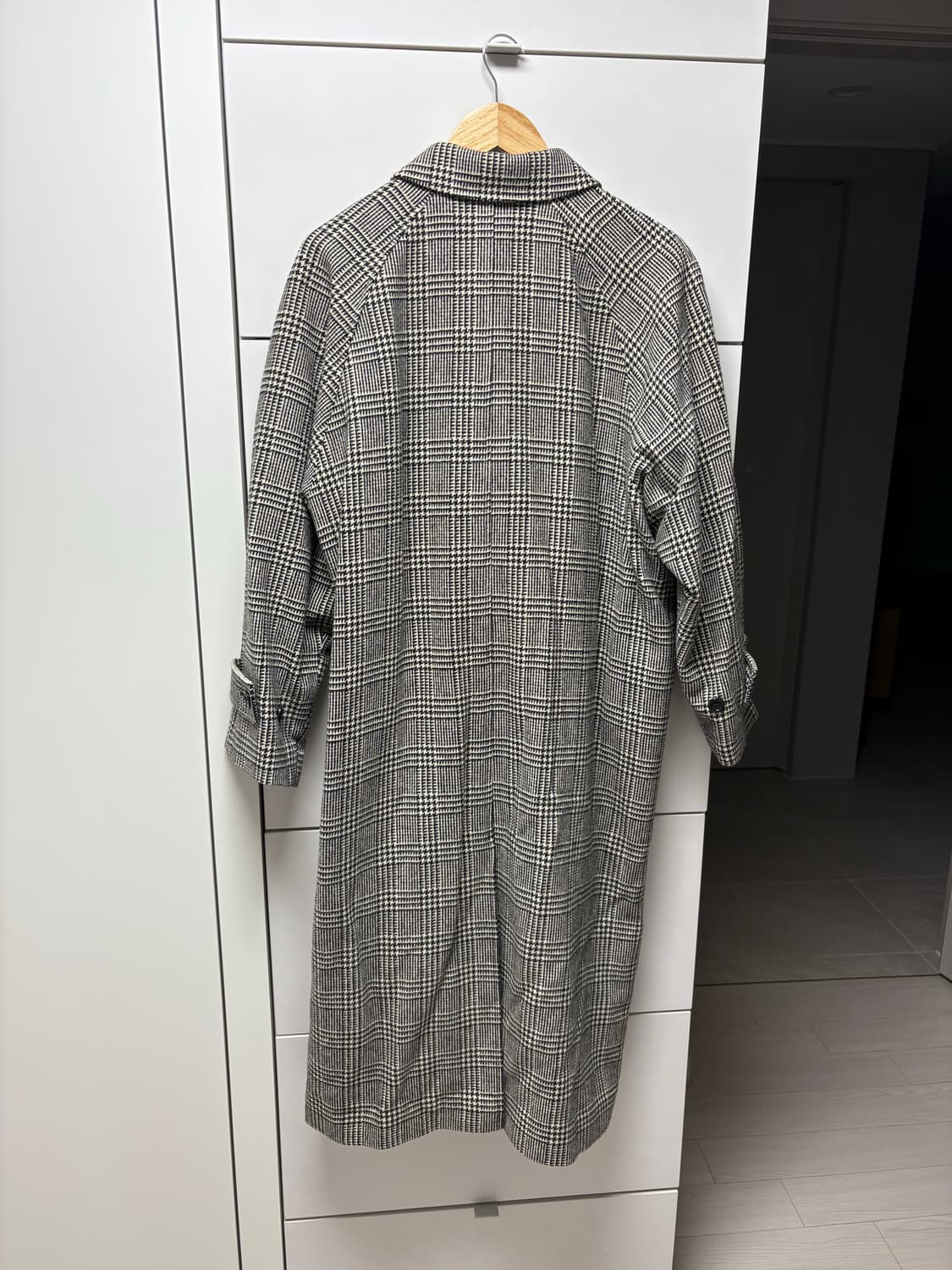 빈티지 그레이 울 글렌체크 발마칸 코트 100사이즈 상품이미지3