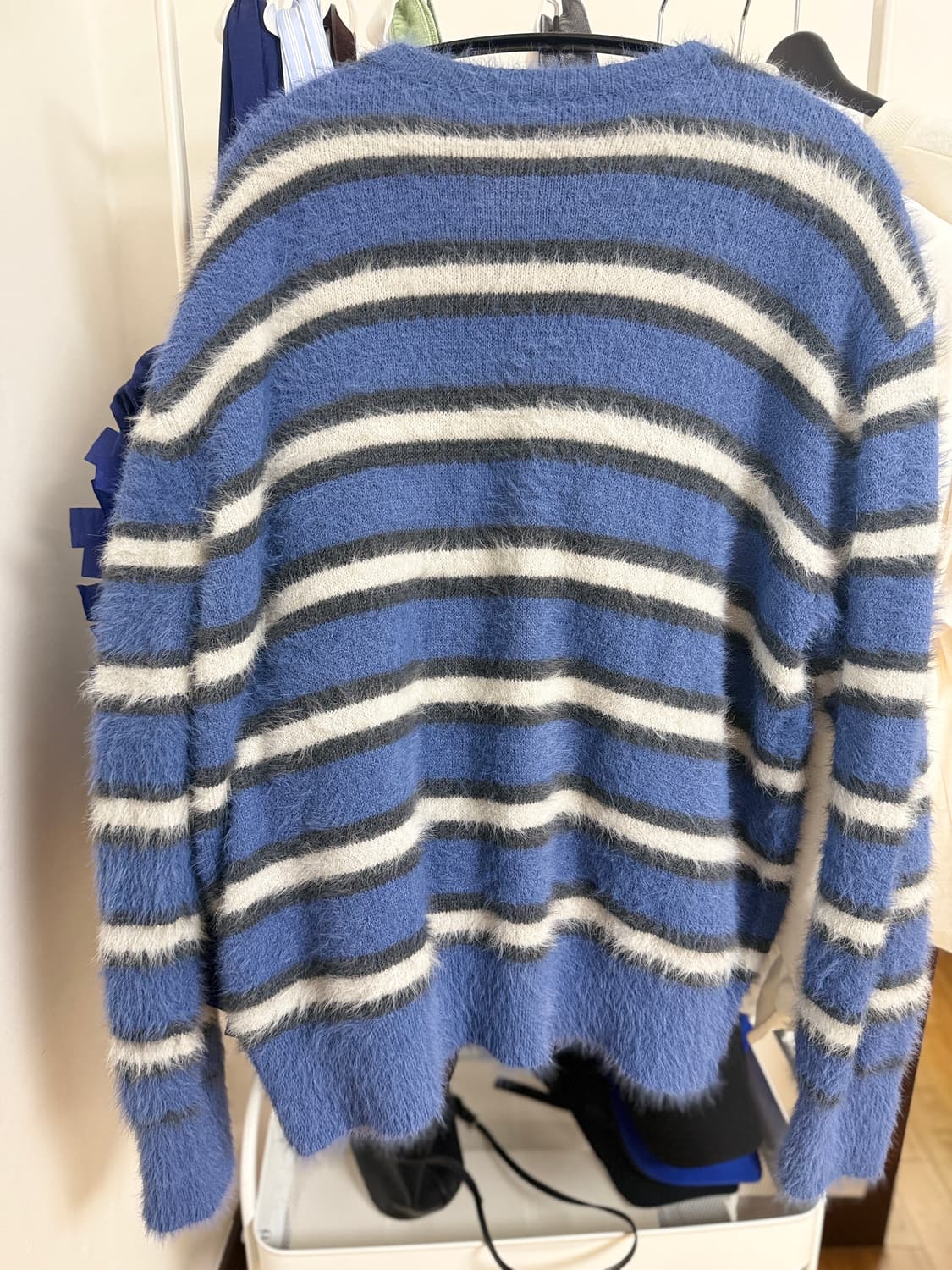 오와이 HAIRY STRIPE KNIT CARDIGAN - BLUE M 상품이미지3