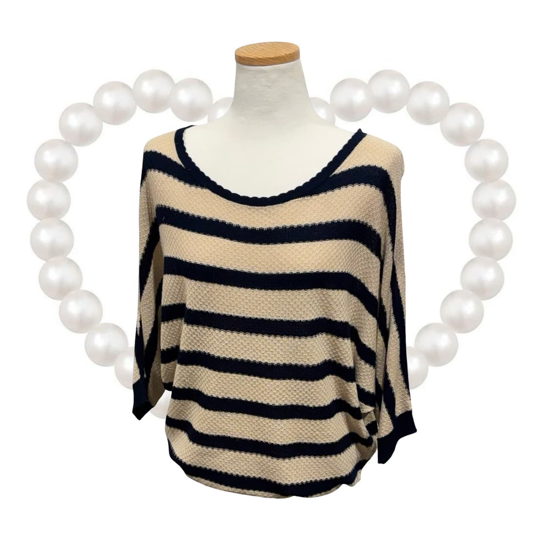 일본 빈티지 리본 포인트 크로셰 가오리핏 니트 탑 갸루 상품이미지2