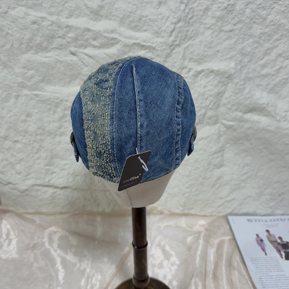 빈티지 워싱 블루 데님 헌팅캡 상품이미지3