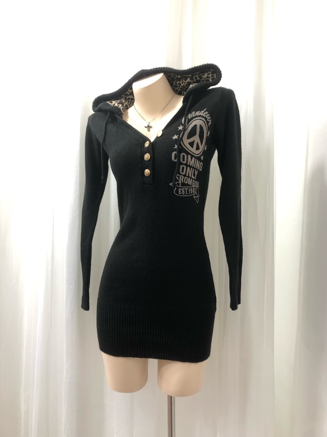 DIGDEEP leopard pattern knit 후드원피스 상품이미지4