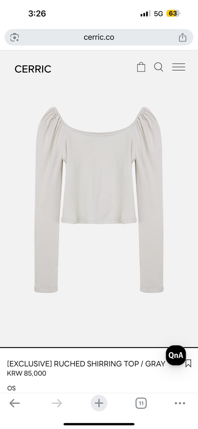 세릭 [EXCLUSIVE] CHED SHIRRING TOP / GRAY  상품이미지6