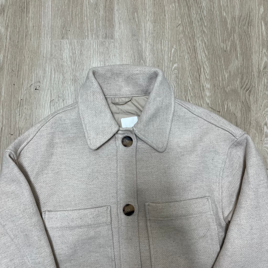 H&M 에이치앤엠 여성 오버핏 헤링본 울 셔켓 자켓 M(95) 상품이미지3