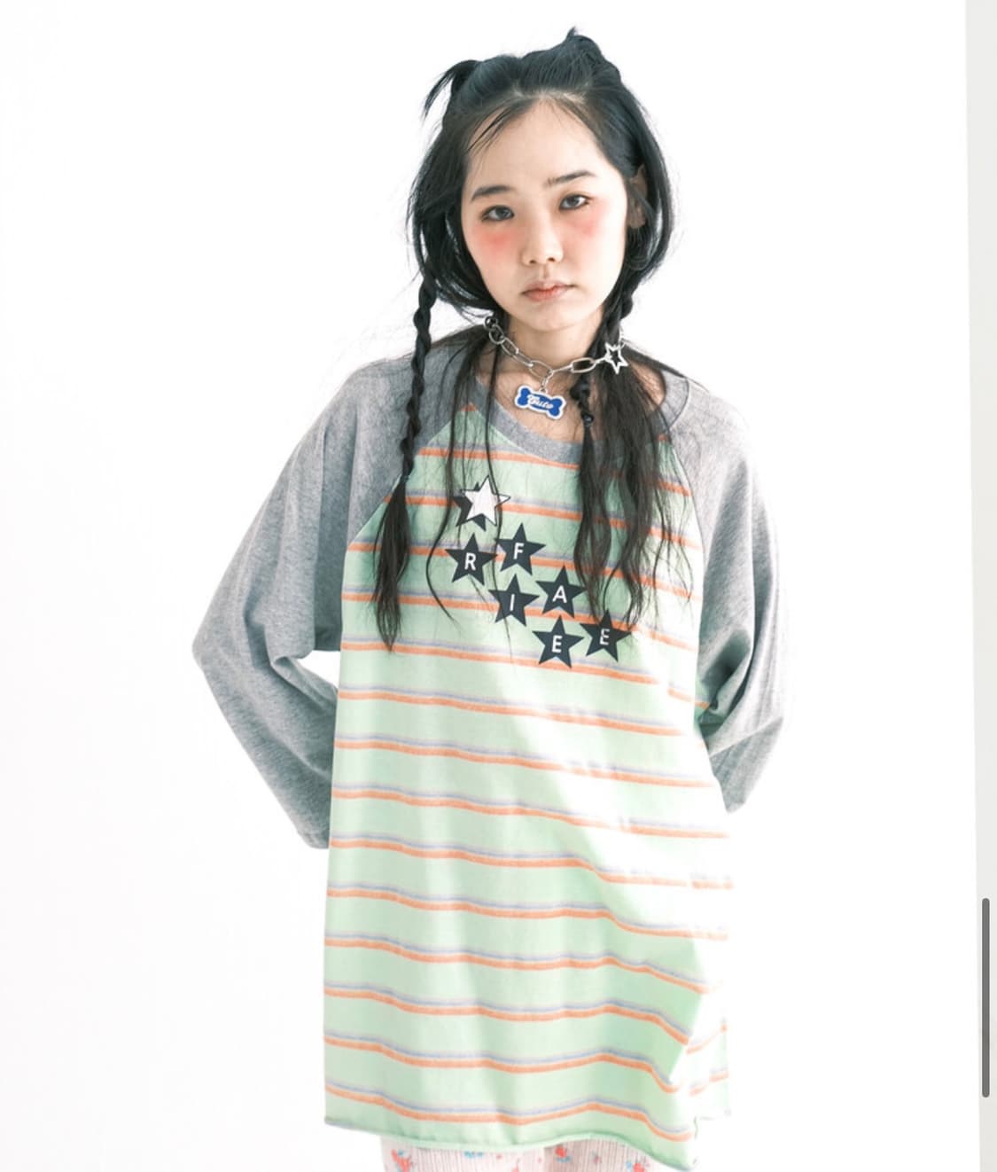 샵페어리 슬리브 rainbow raglan t-shirt (mint) 상품이미지1