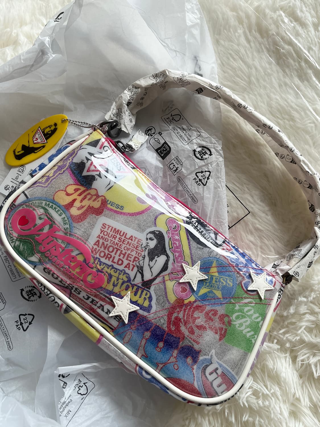 (새상품) 히스테릭 글래머 X 게스 진스 프린티드 바게트 백 숄더 백 상품이미지2