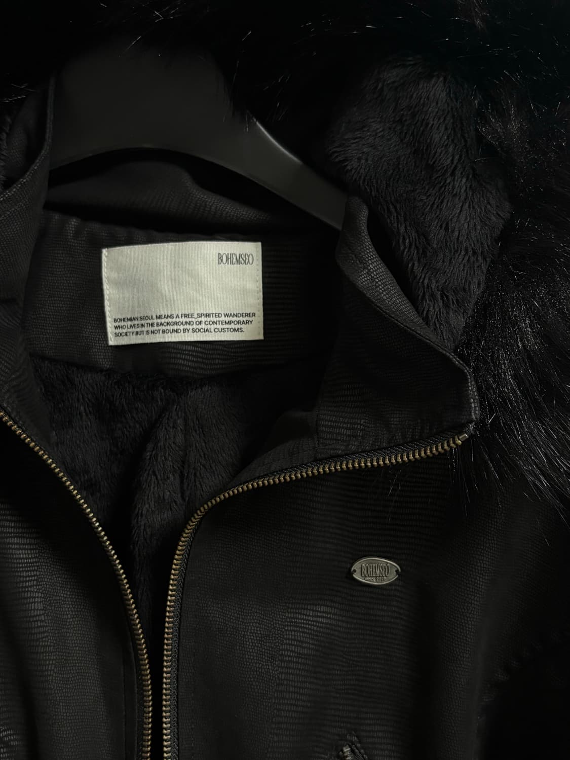 보헤미안서울 파이톤 레더 퍼 후드집업 상품이미지4