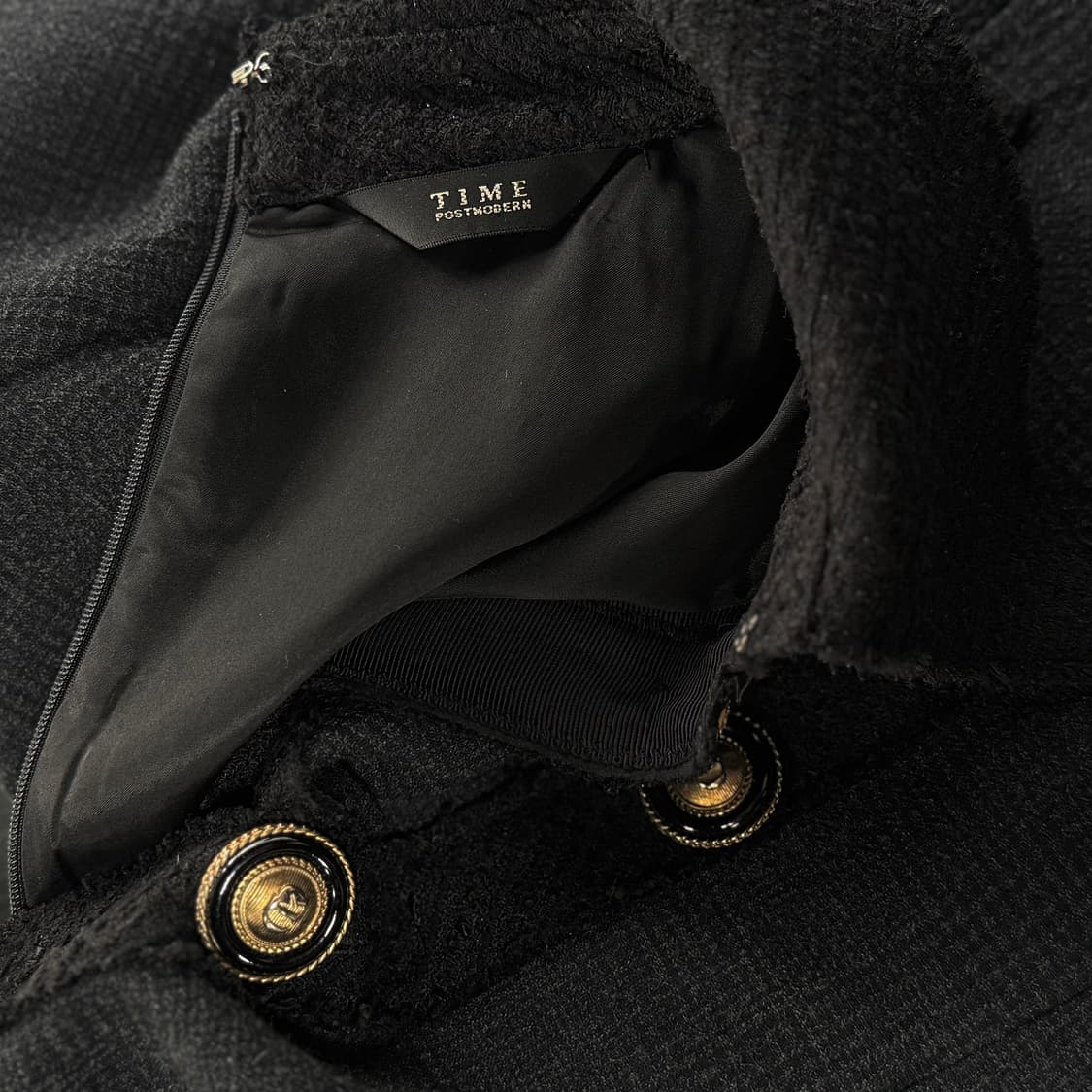 타임 금장버튼 트위드 미디 원피스 상품이미지4