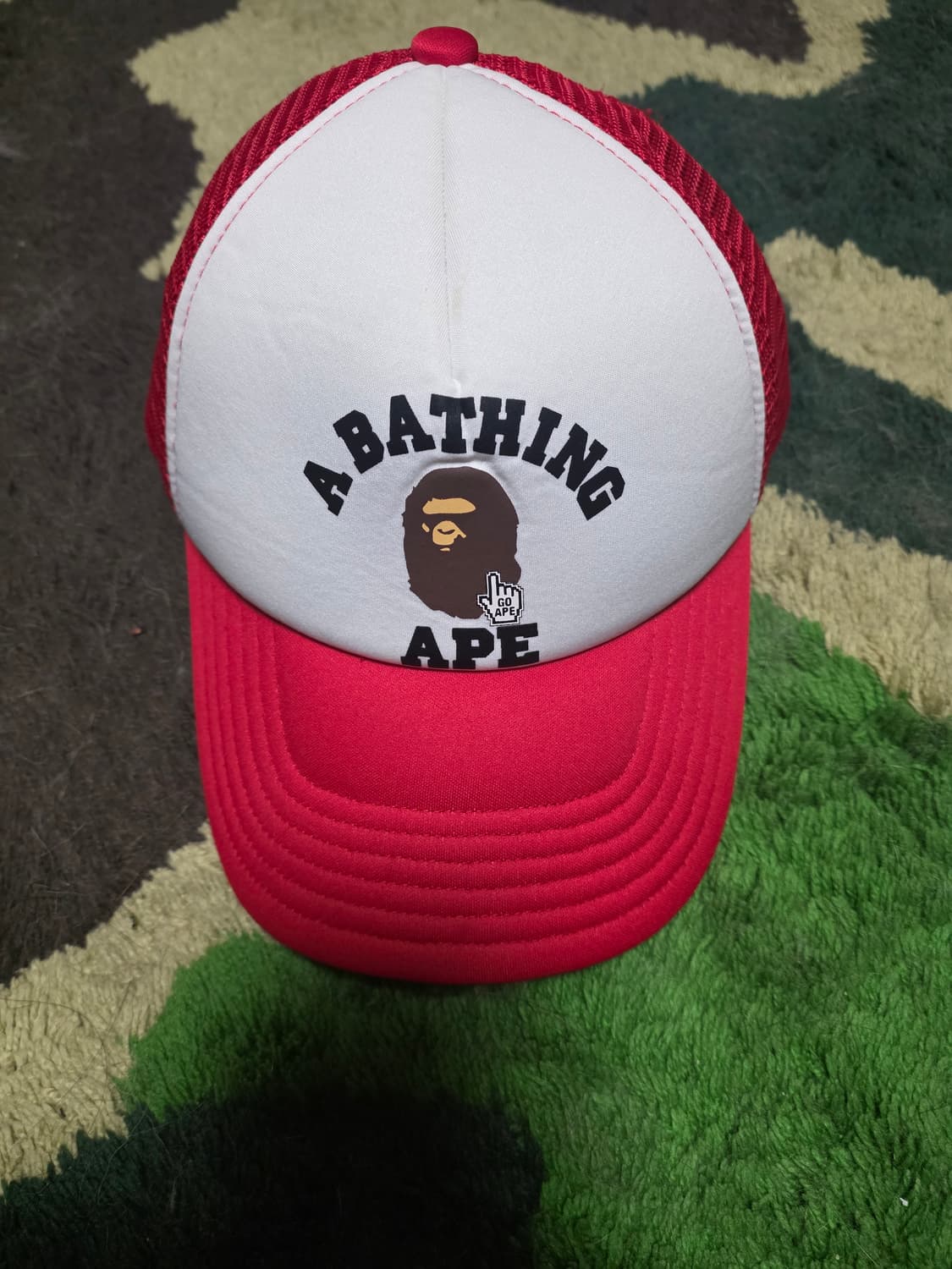 [OS]베이프 GOAPE 포인트 컬리지 메쉬캡 레드 상품이미지1