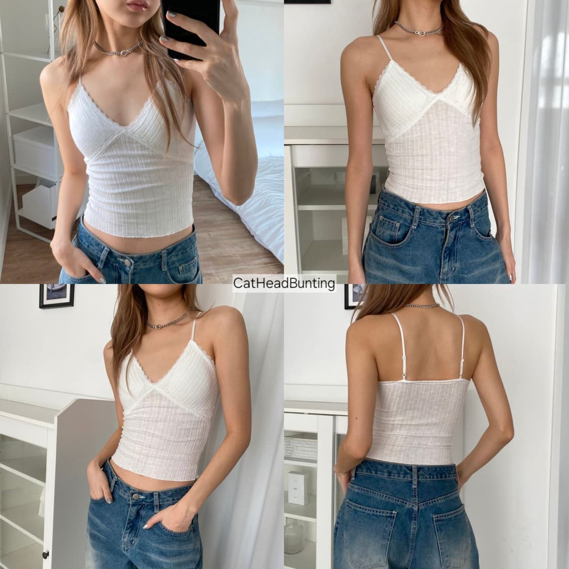 핀터깔 레이스 골지 나시 브라렛 상품이미지1