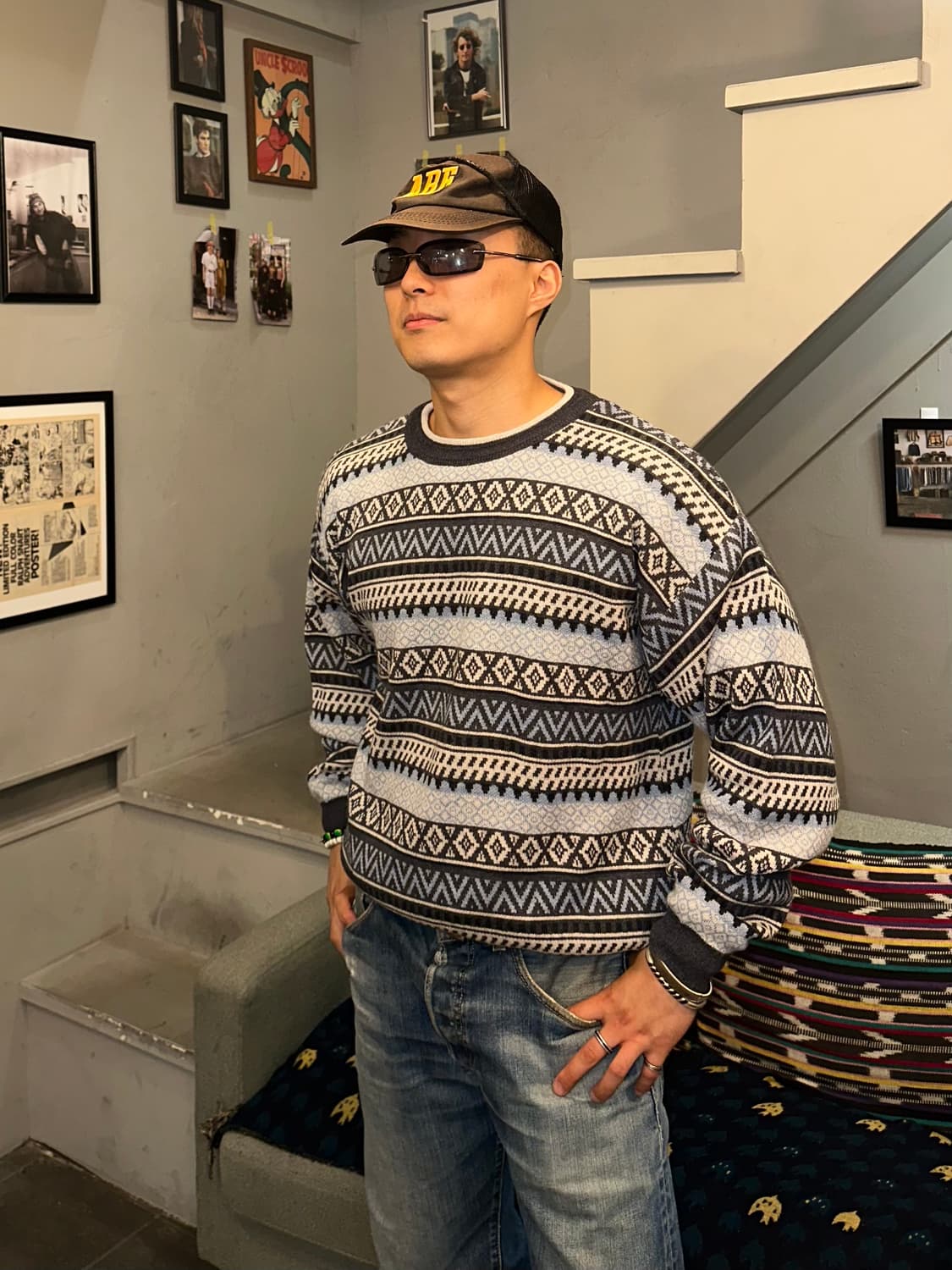 90’s Gianni Valentino ethnic wool knit 상품이미지2
