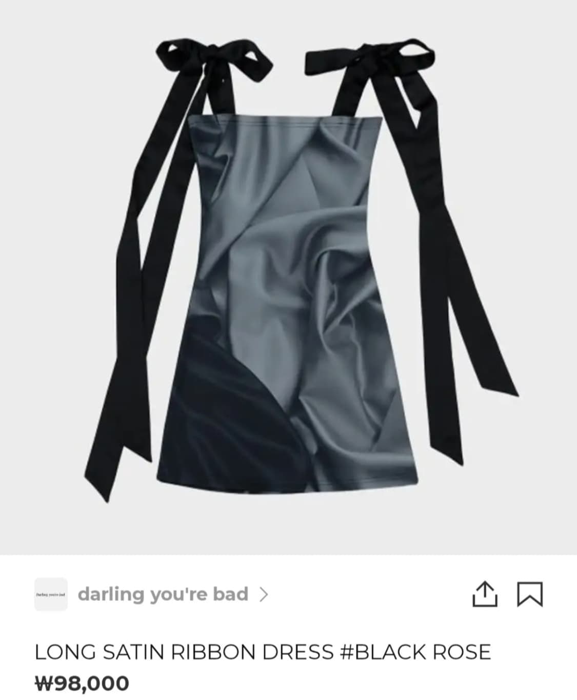달링유어배드 새틴 리본 드레스 상품이미지1