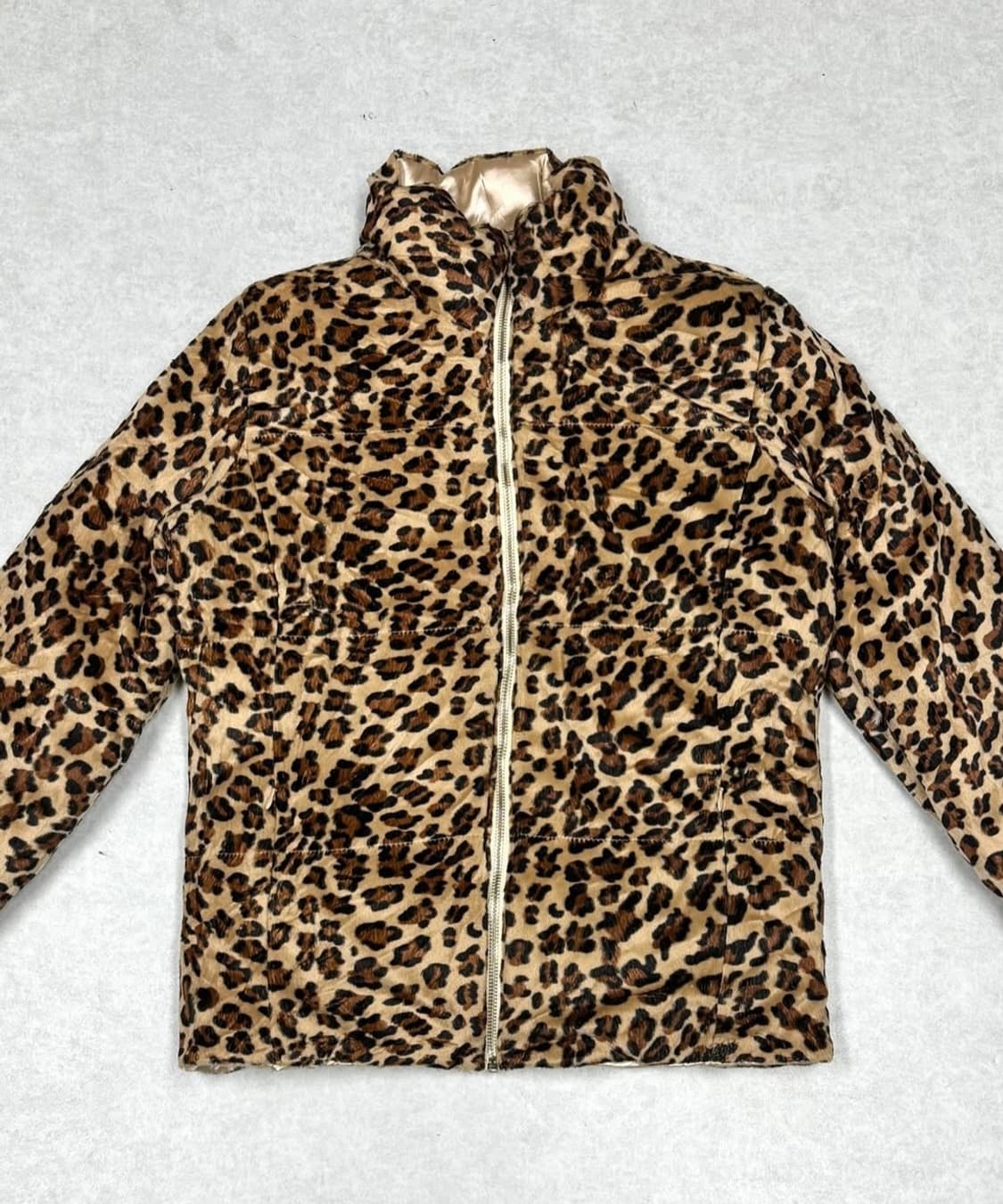 갸루 호피 레오파드 패딩 리버시블 빈티지 상품이미지3