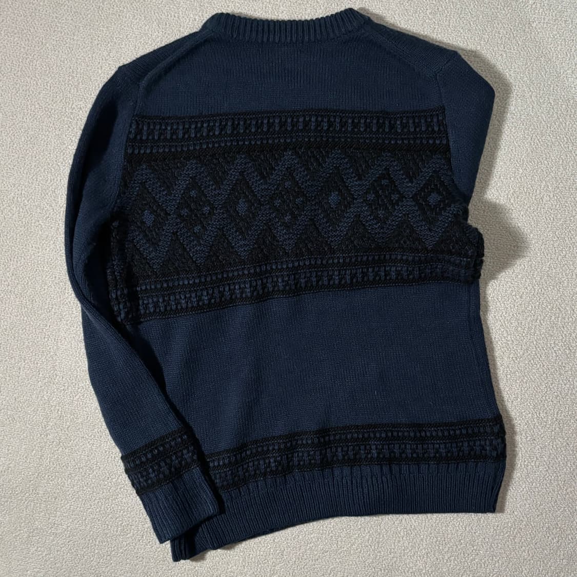 일본빈티지 다크블루 노르딕 패턴 니트 상품이미지4