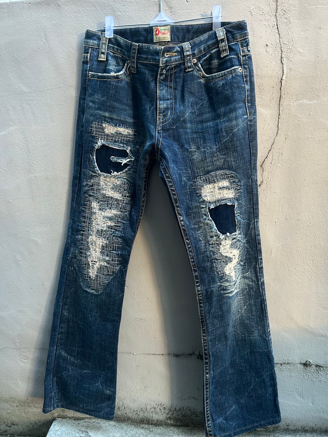 1990s JPN pikball 그런지 데미지 디테일 데님팬츠 상품이미지2