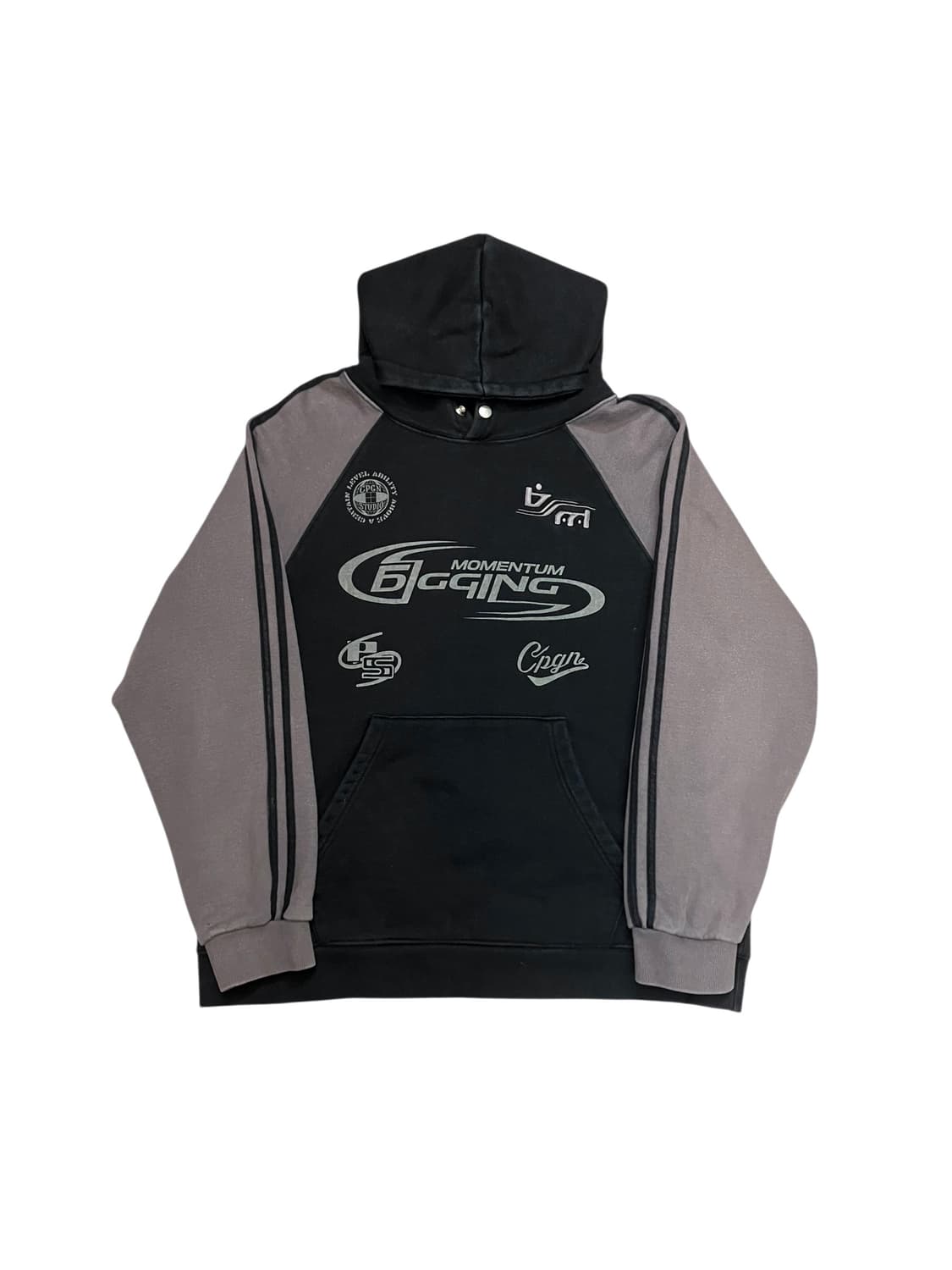 꼼파뇨 디깅 블록 레글런 후드티 차콜 L #csz2719 상품이미지3