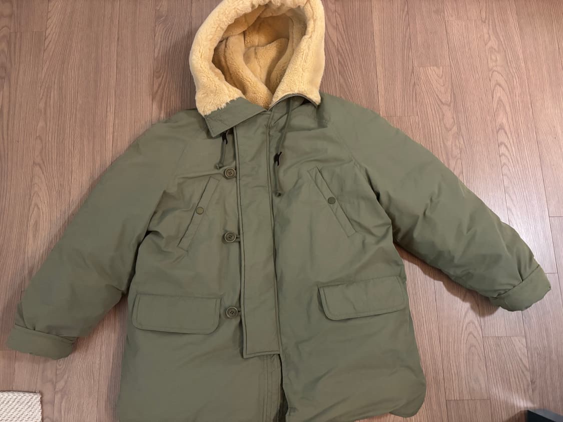 새상품급 브런치 품절 구스다운 야상패딩 양모후드 프리사이즈 상품이미지10