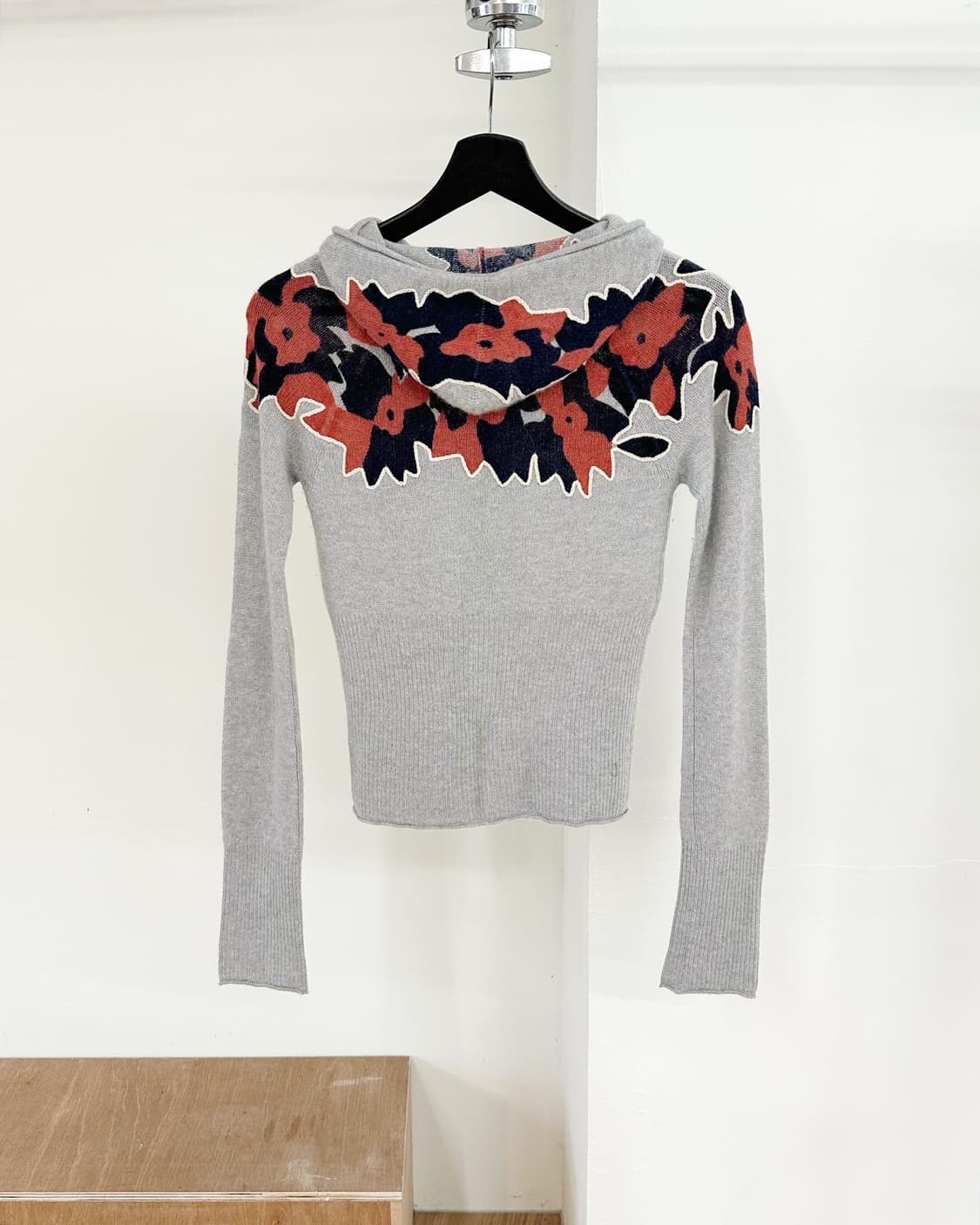 빈티지 tsesay 그레이 플라워패턴 캐시미어 가디건 상품이미지6