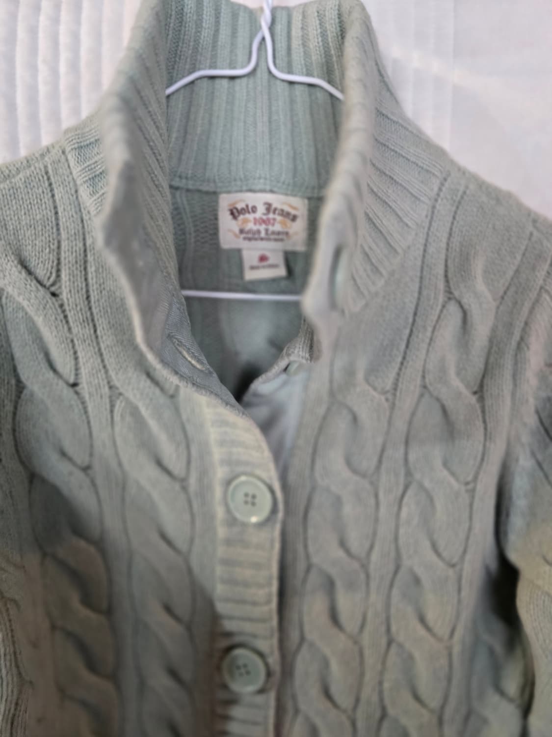 폴로 케이블 니트 가디건 민트 상품이미지1