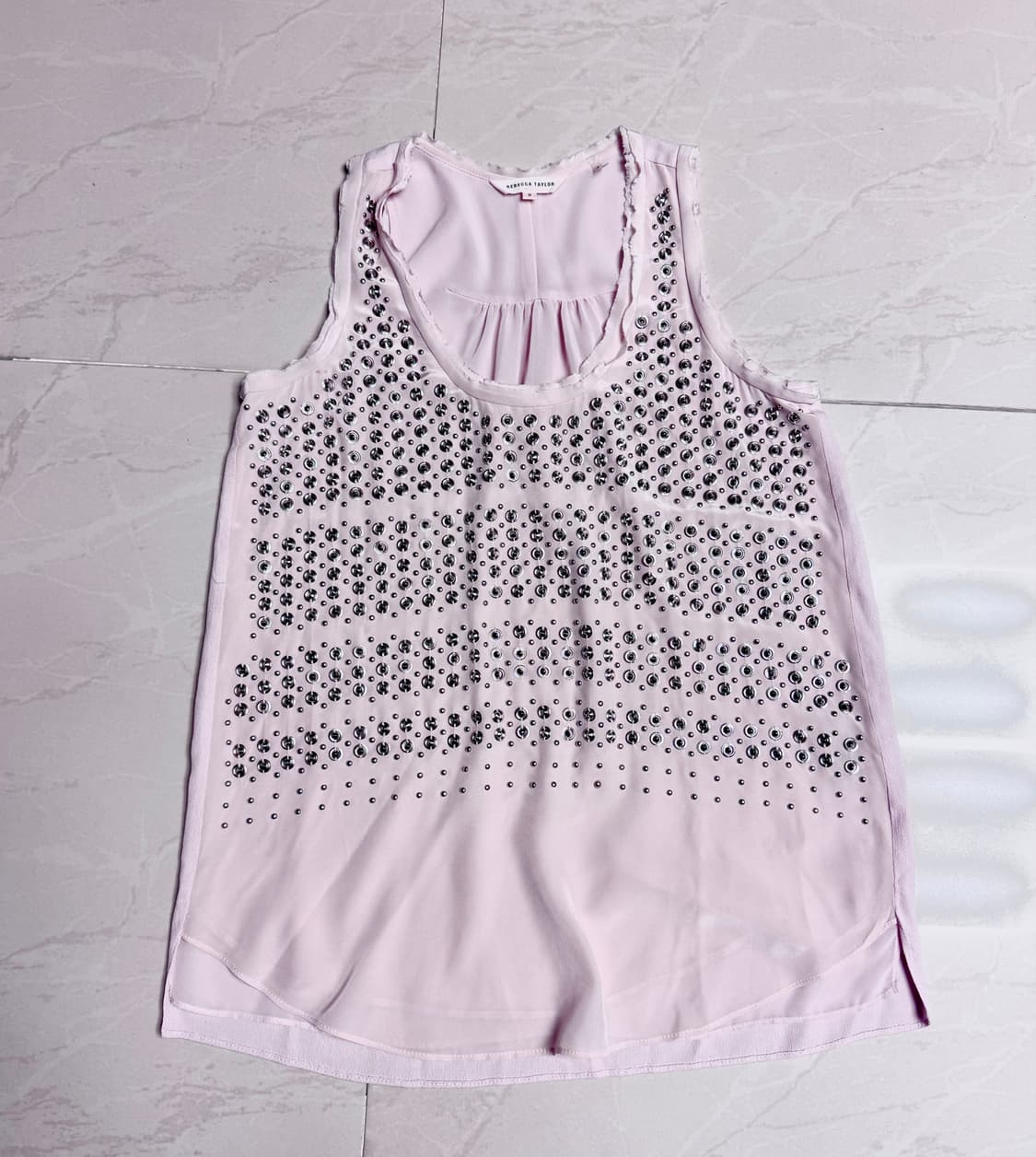 레베카 테일러 연핑크 스터드 아일렛 나시 슬리브리스  상품이미지1