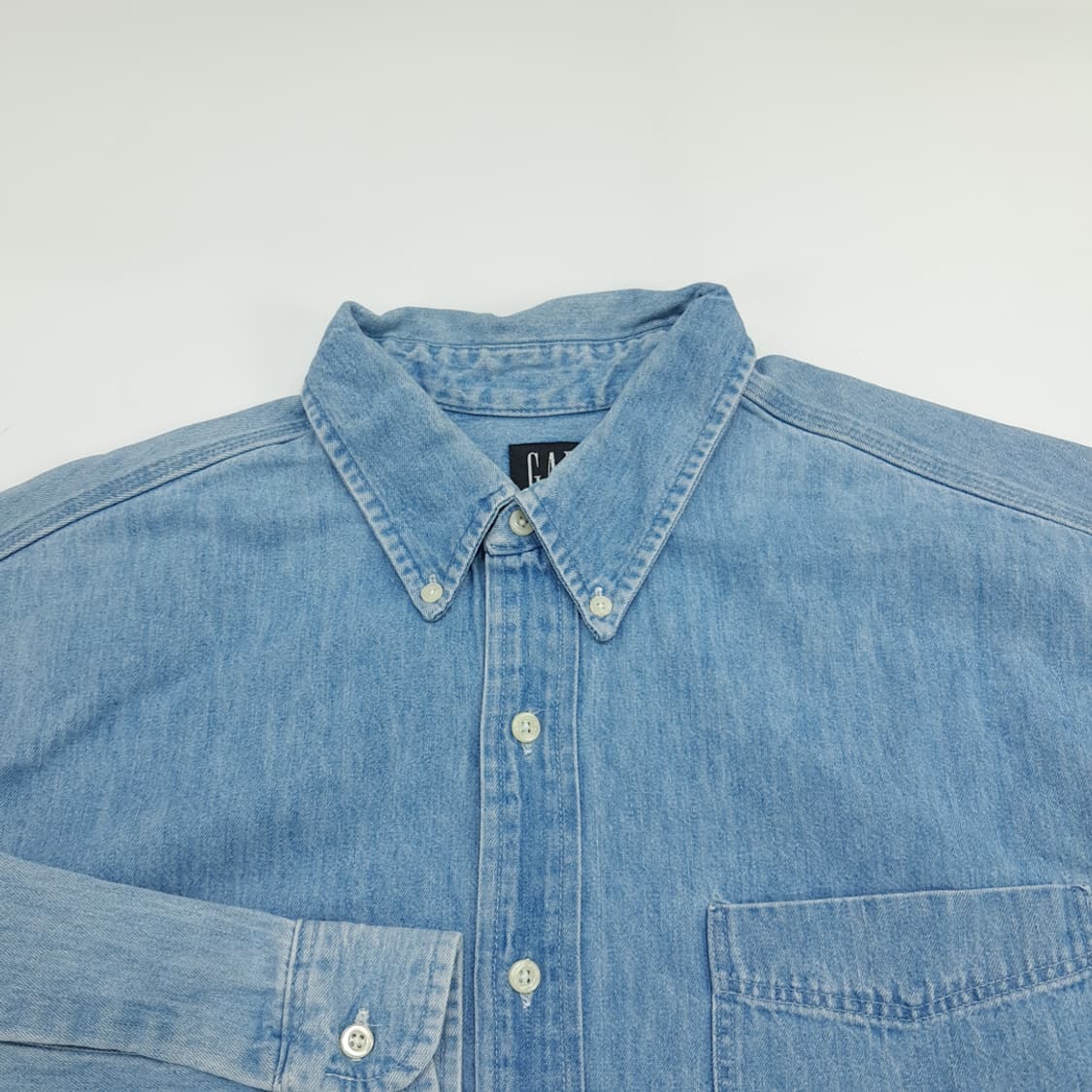 Co827 XL GAP 갭 90s USA 연청 데님 긴팔 셔츠 상품이미지3
