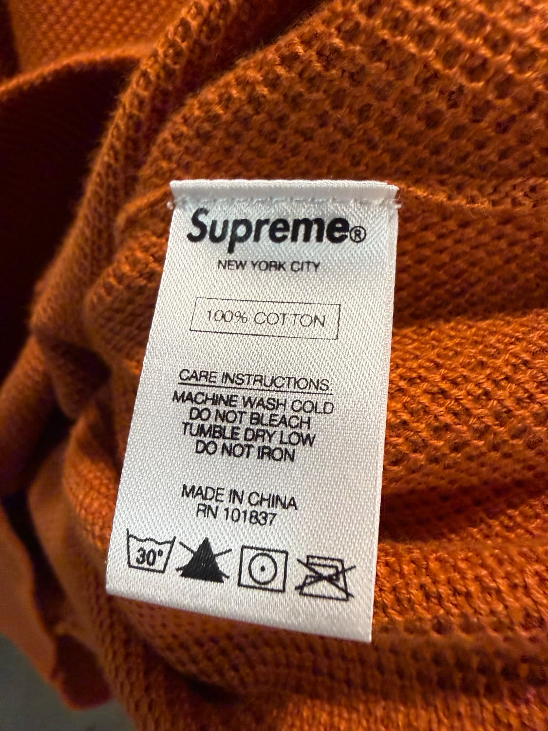S 슈프림 SUPREME 센터 로고 코튼 니트 스웨터 오렌지 상품이미지7