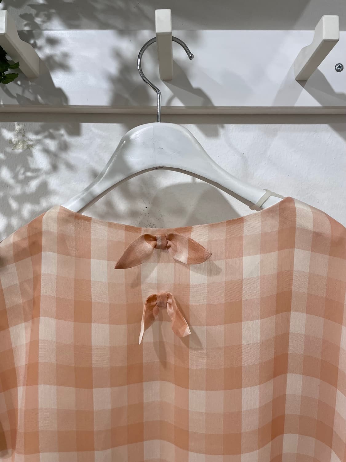 피치 체크 리본 블라우스 상품이미지9