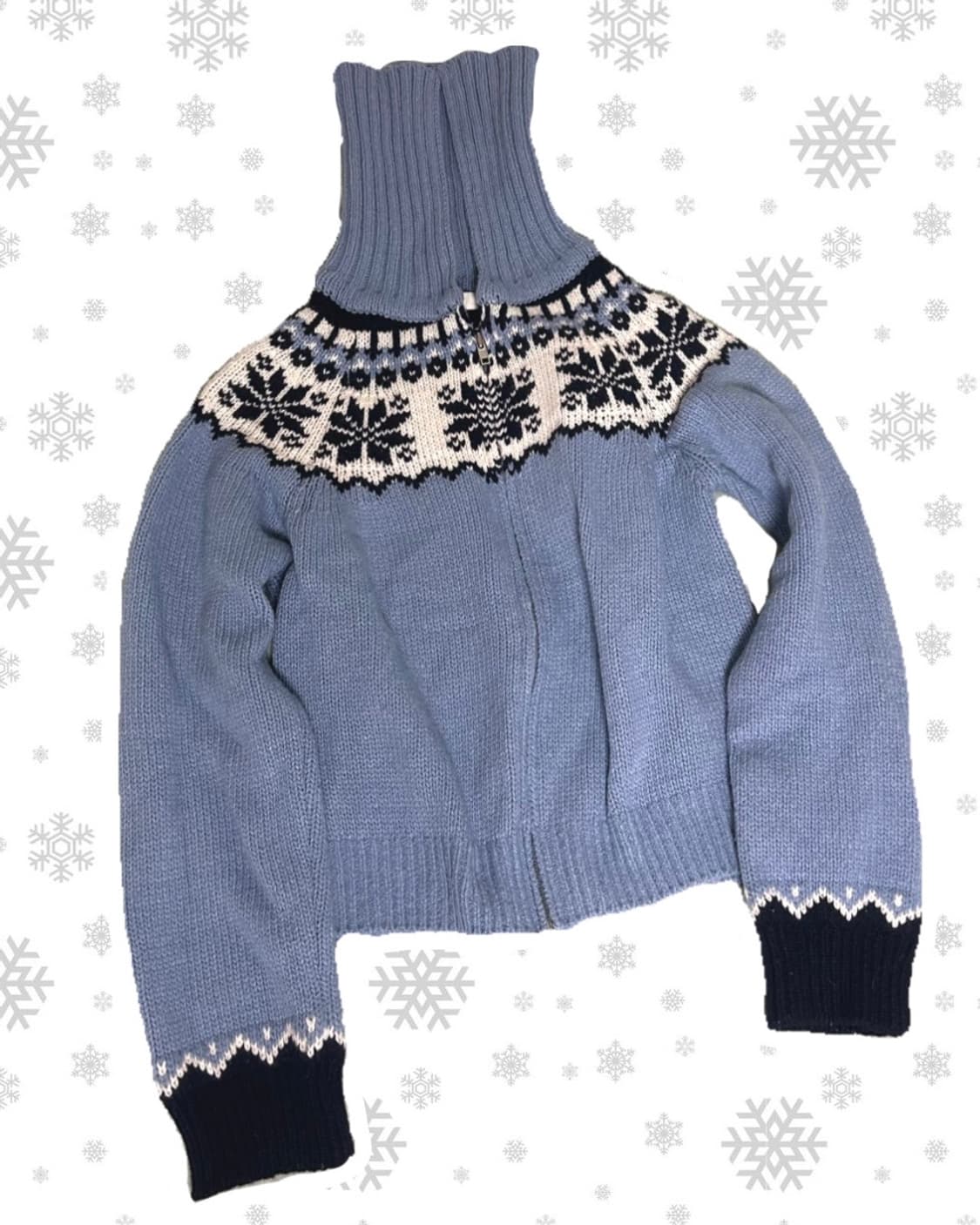 빈티지 하이넥 노르딕 니트집업 상품이미지1