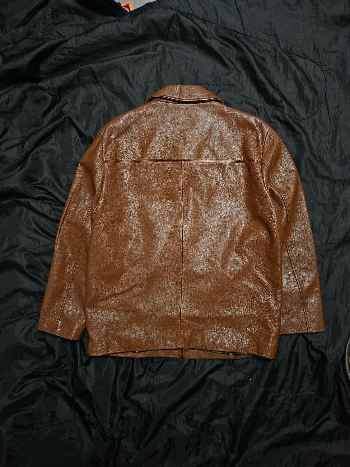 빈티지 모카무스 컬러 싱글 드리즐러 가죽 자켓 105 상품이미지7